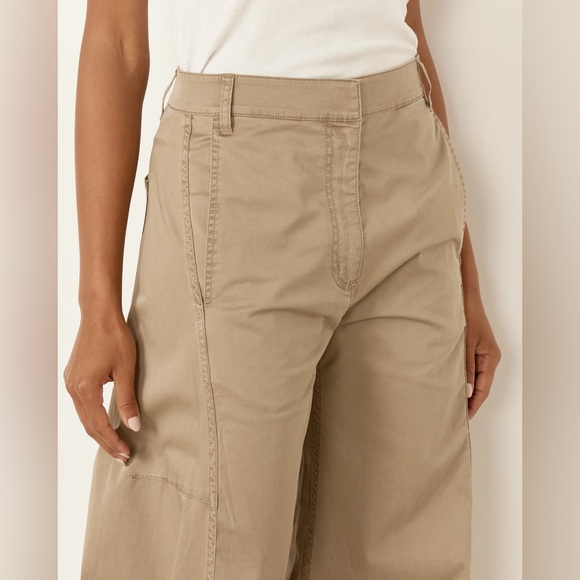 TIBI Sid Garment Dyed Silky Cotton Shorter Chino Pant in Acorn Beige - Picture 6 of 16